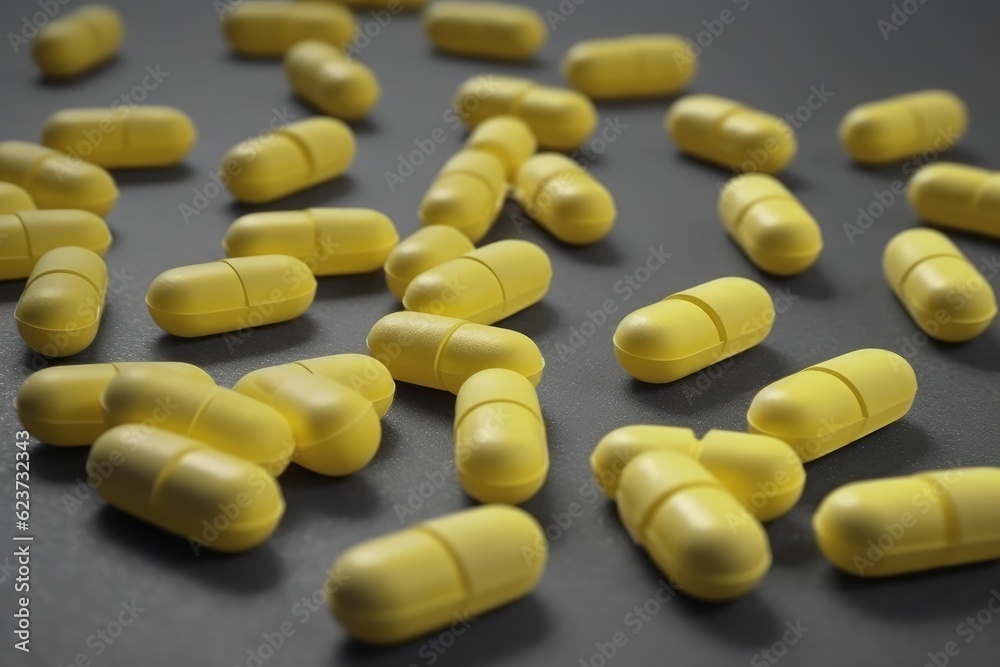 Yellow pills. Generate Ai