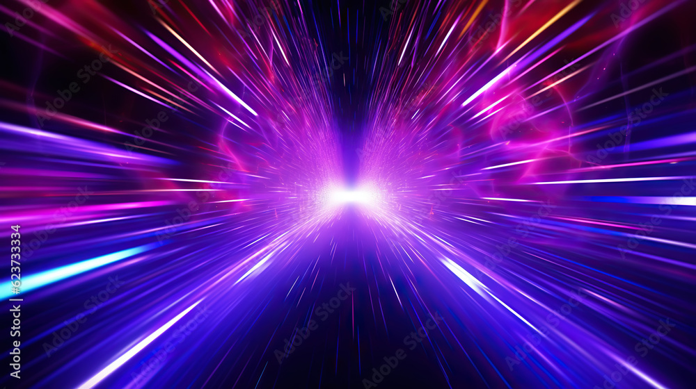 Fototapeta premium Lightspeed travel background. Galaxy and cosmos exploration. Generative AI