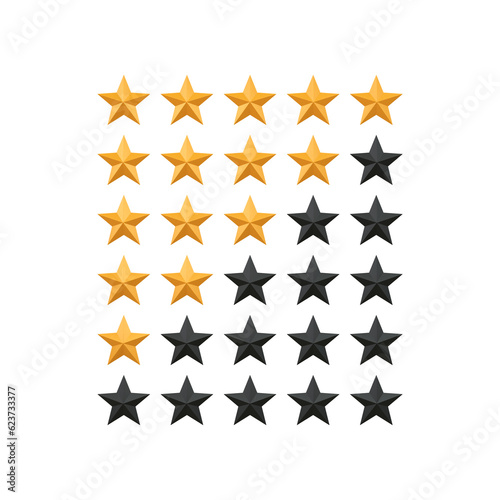 Five gold star rate review customer experience quality service concept award  ranking icon symbol 3D rendering  