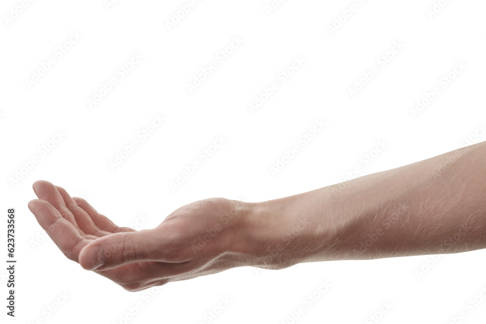 Man hand to hold something isolated on white background Man hand to hold something isolated on white background