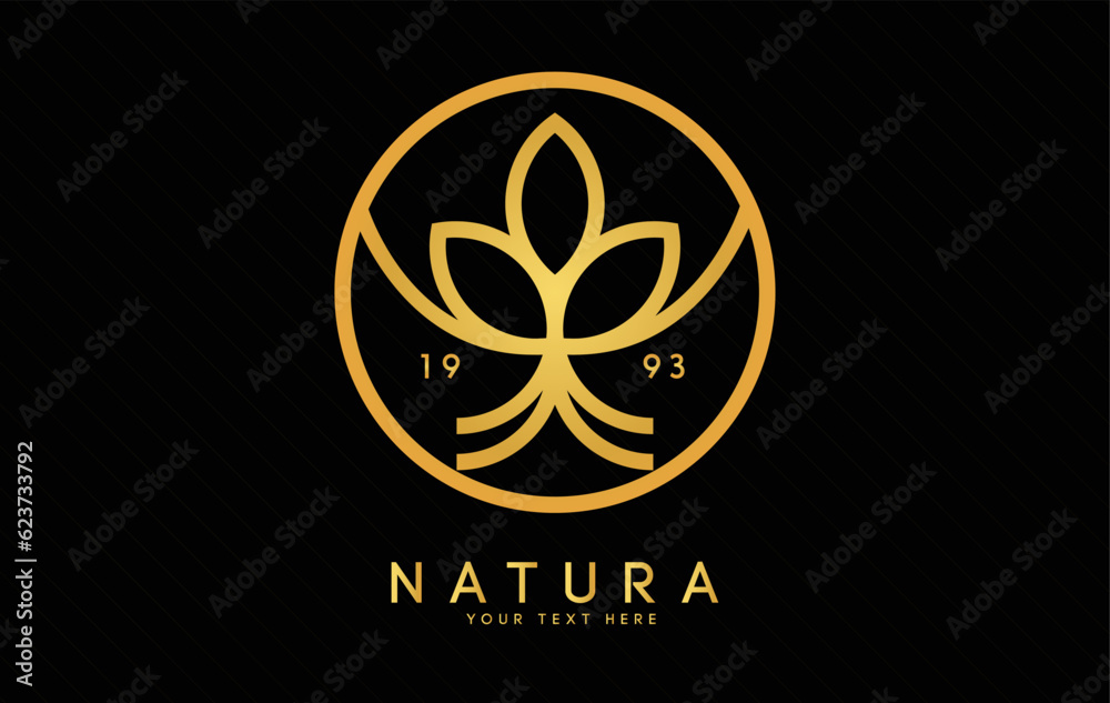 Luxury golden premium natural tree logo Luxury golden premium natural tree logo