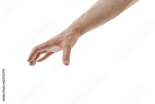 Man hand to grab something isolated on white background photo