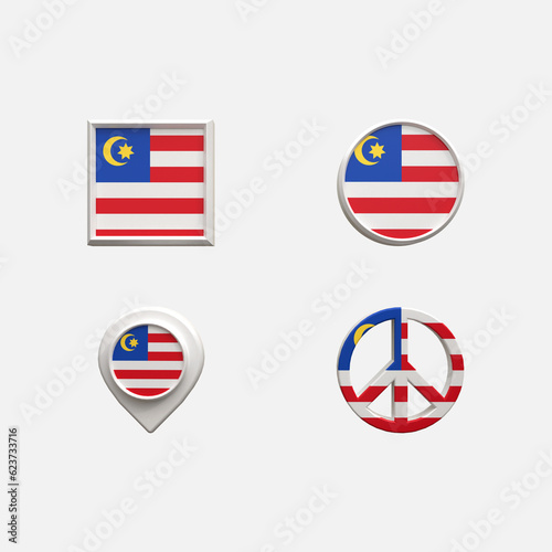 3D Realistic Location map pin gps pointer markers Flag Concept Flag 3d rendering