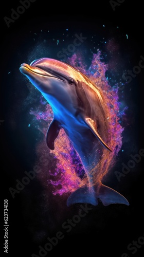 Hidden Dolphin in the Night AI Generated
