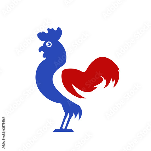 French rooster. Isolated rooster on white background	