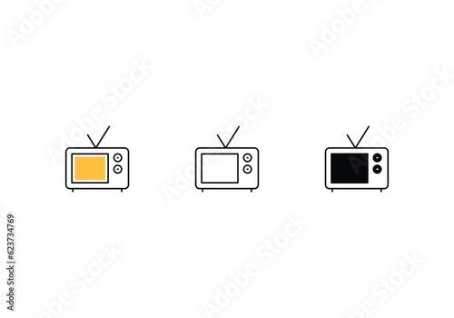 Television icons set vector stock illustration.