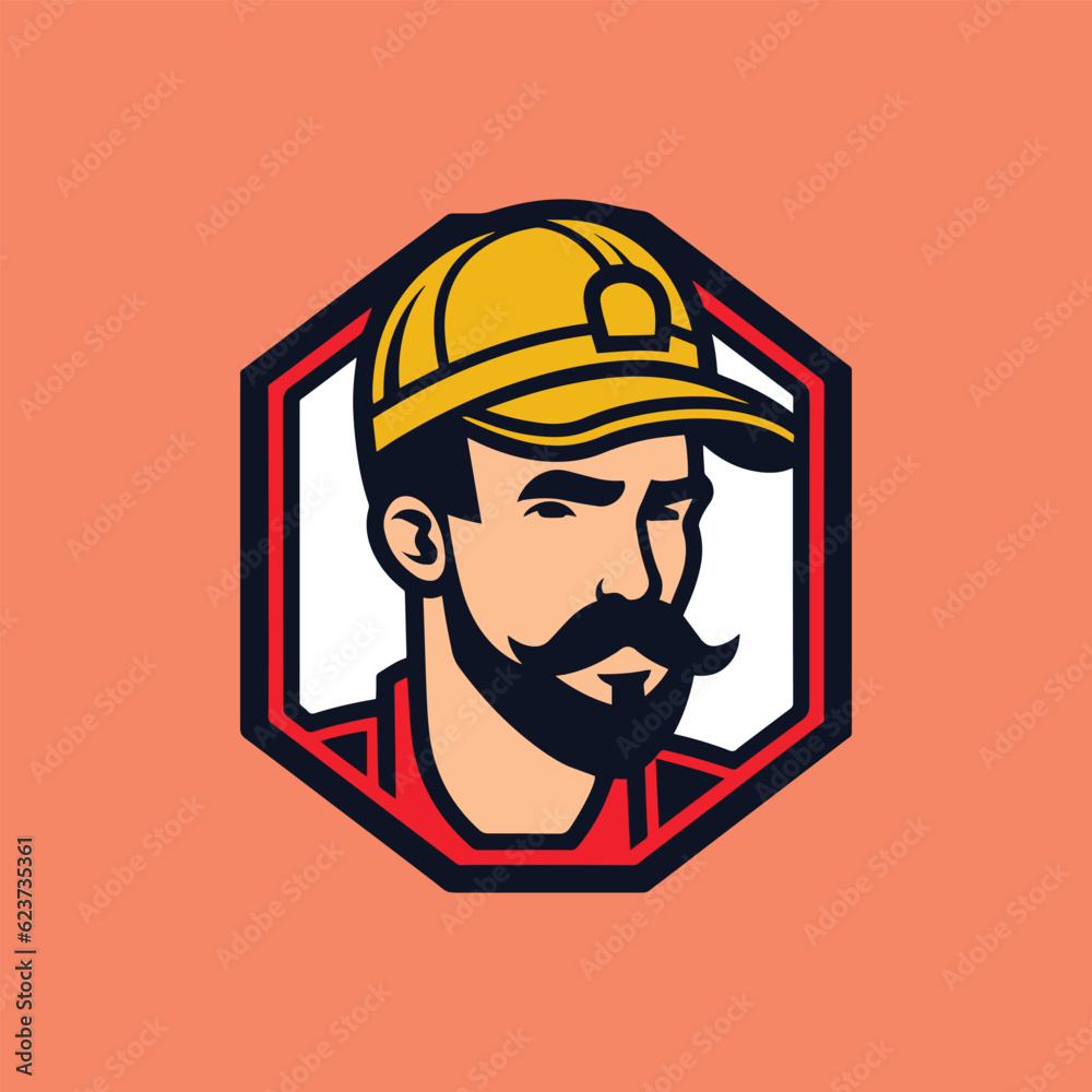 vector  handyman worker illustration logo design