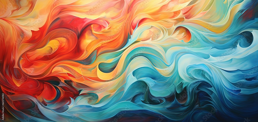 painting style illustration of colorful rainbow cloud swirl, Generative Ai