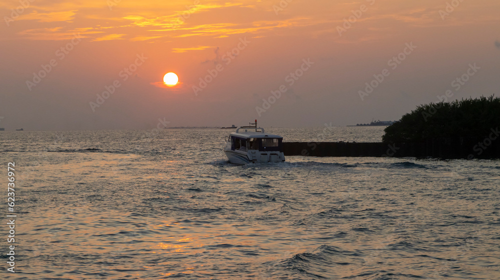 MALDIVE SEAPORT AMAZING SUNSET 