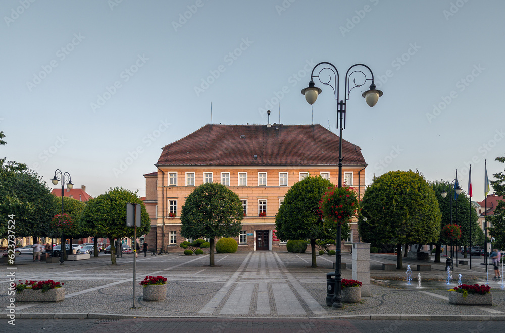 Town hall (Urząd miasta) at the old market square in Pleszew, Wielkopolska, Poland