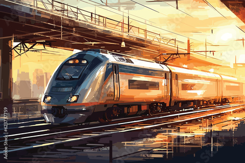 Railway station with modern train