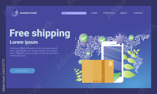 Shipping concept for website template or landing homepage design , vector illustration 