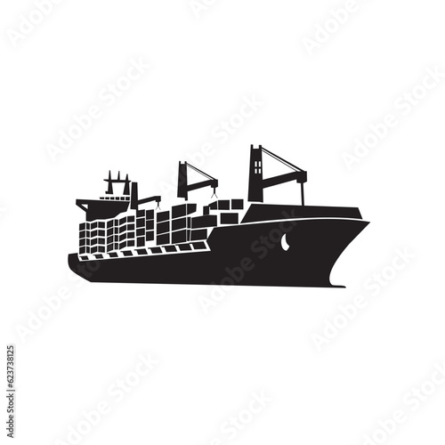 container ship silhouette. sea ​​transportation means ship logo, cargo ship vector illustration