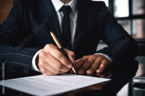 Successful Businessman Approving Document with Tick Mark