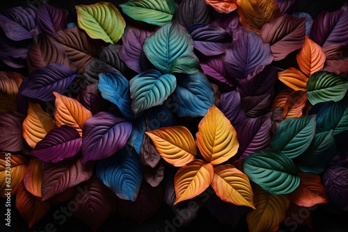 color of autumn  colorful falled leaves on stack on ground  leaf abstract background  Generaitve Ai