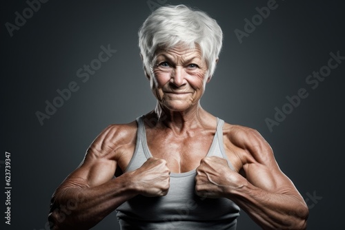 Muscular Elderly Woman Portrait: Strong and Beautiful