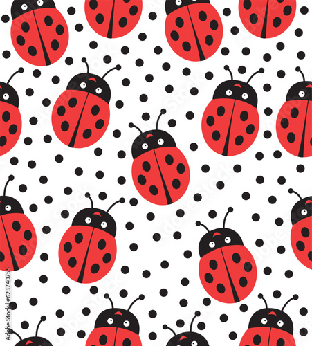 seamless pattern with ladybugs