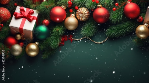 Christmas or New Year background. Christmas and new year holidays concept. Generative AI © Viktor