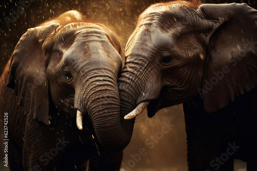 two elephants in love
