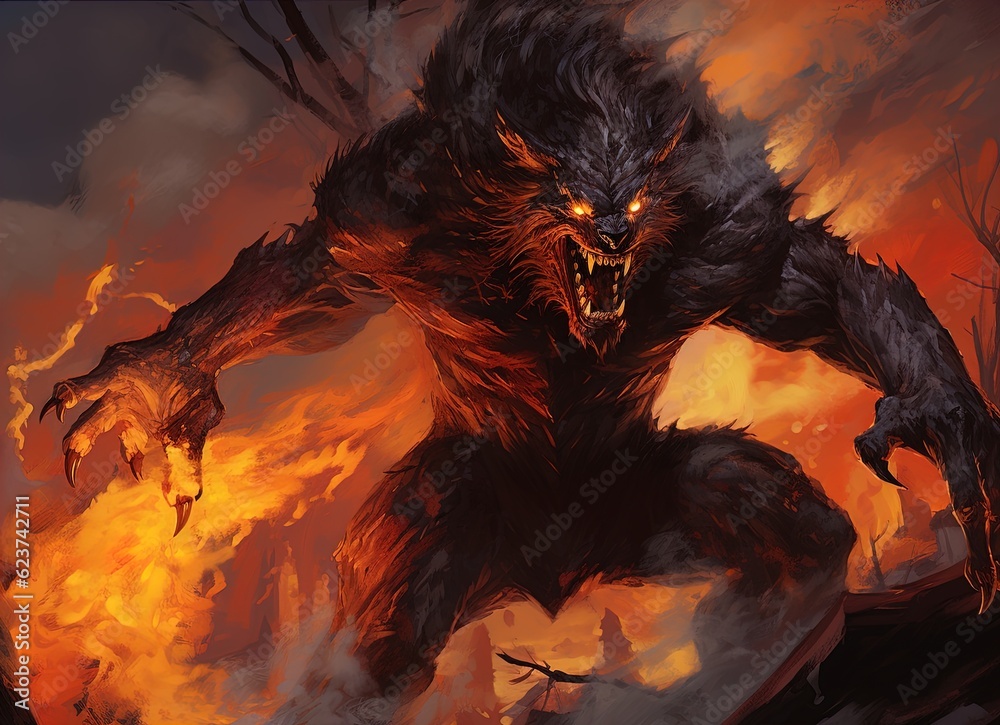A savage werewolf attacks. Great for fantasy, DnD, RPG, TTRPG,  horror and more. 