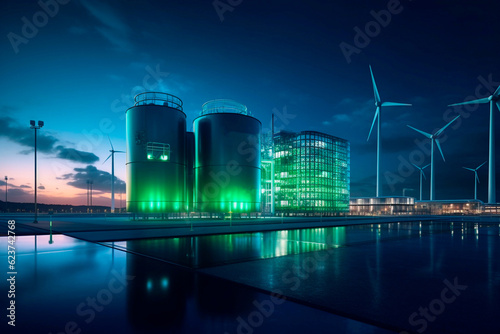 Green hydrogen energy facility Fototapet