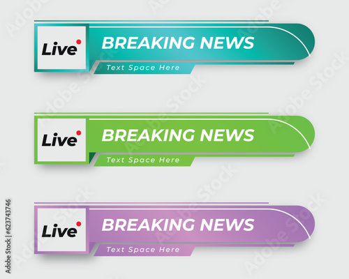 tv news bar. bars newspaper. social media bars. Television broadcast media title banner. title bar