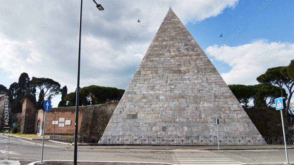 Ancient Pyramide Cestia And Its Architecture In White Marble The Famous