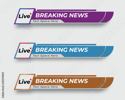 tv news bar. bars newspaper. social media bars. Television broadcast media title banner. title bar