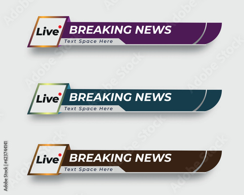 tv news bar. bars newspaper. social media bars. Television broadcast media title banner. title bar