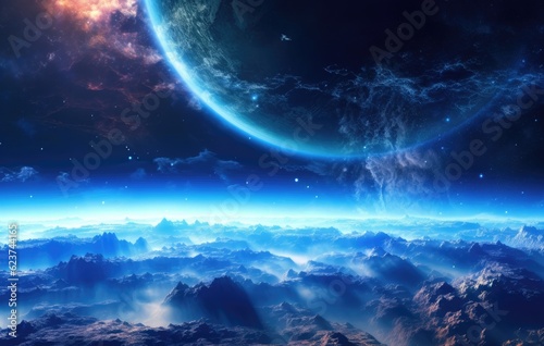 Earth and clouds in space