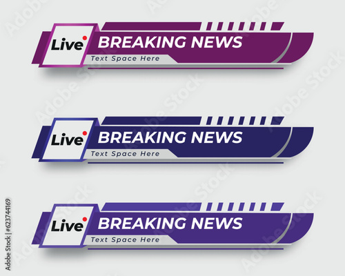 tv news bar. bars newspaper. social media bars. Television broadcast media title banner. title bar