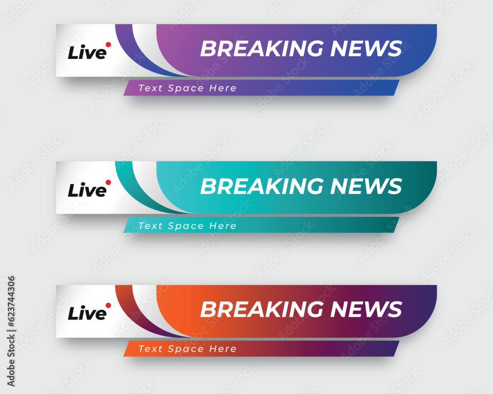 tv news bar. bars newspaper. social media bars. Television broadcast media title banner. title bar