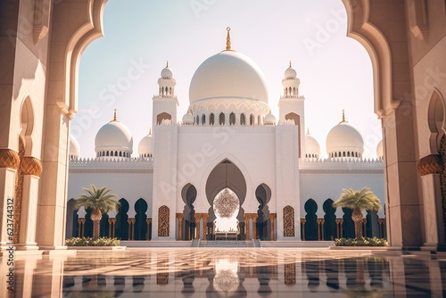 Obraz na plátně Grand white mosque. Generative Ai