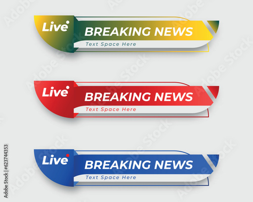 tv news bar. bars newspaper. social media bars. Television broadcast media title banner. title bar