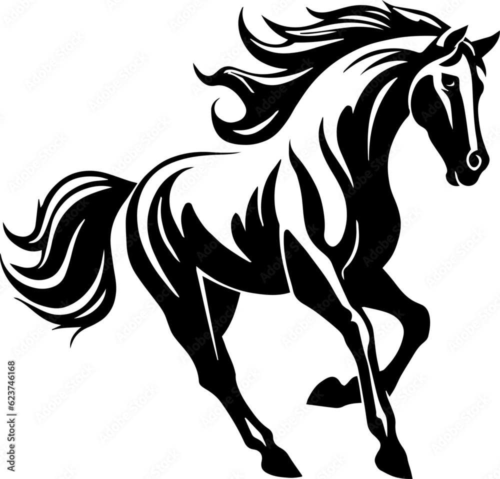 Obraz premium Black and white illustration of a horse.