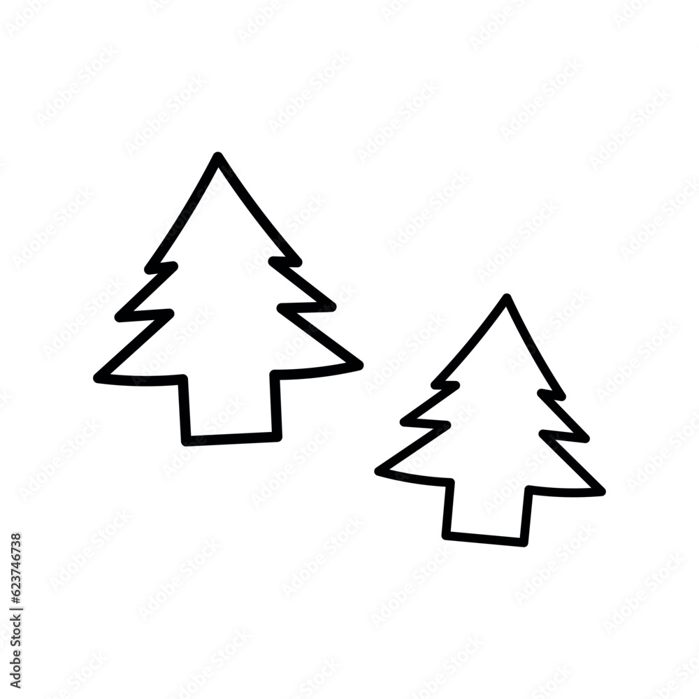 abstract christmas tree. two cute simple Christmas tree icons. one line. flat web sign. vector illustration. sketch abstract christmas tree. two cute simple Christmas tree icons. one line. flat web sign. vector illustration. sketch