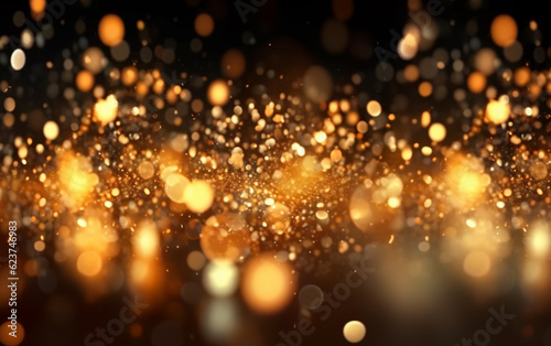 Abstract background with gold bokeh effect. christmas. sparkling magical dust particles. magic