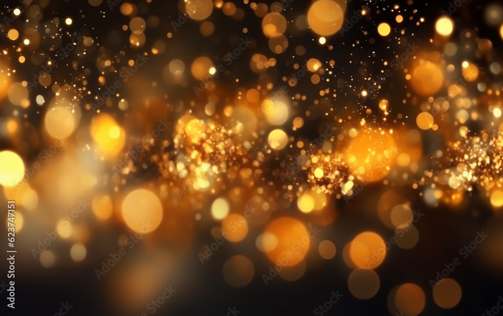 Abstract background with gold bokeh effect. christmas. sparkling magical dust particles. magic