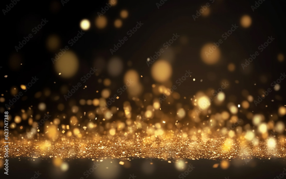 Abstract background with gold bokeh effect. christmas. sparkling magical dust particles. magic