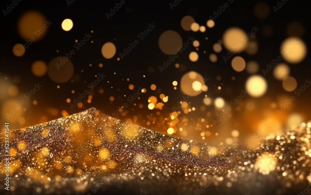 Obraz premium Abstract background with gold bokeh effect. christmas. sparkling magical dust particles. magic
