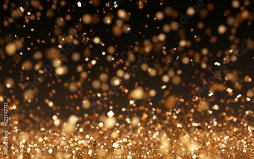 Abstract background with gold bokeh effect. christmas. sparkling magical dust particles. magic