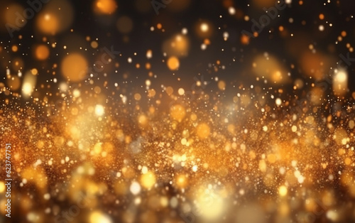 Abstract background with gold bokeh effect. christmas. sparkling magical dust particles. magic