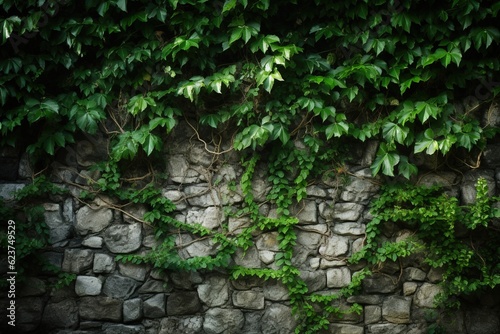 Jungle vines draping down in front of a stone wall
