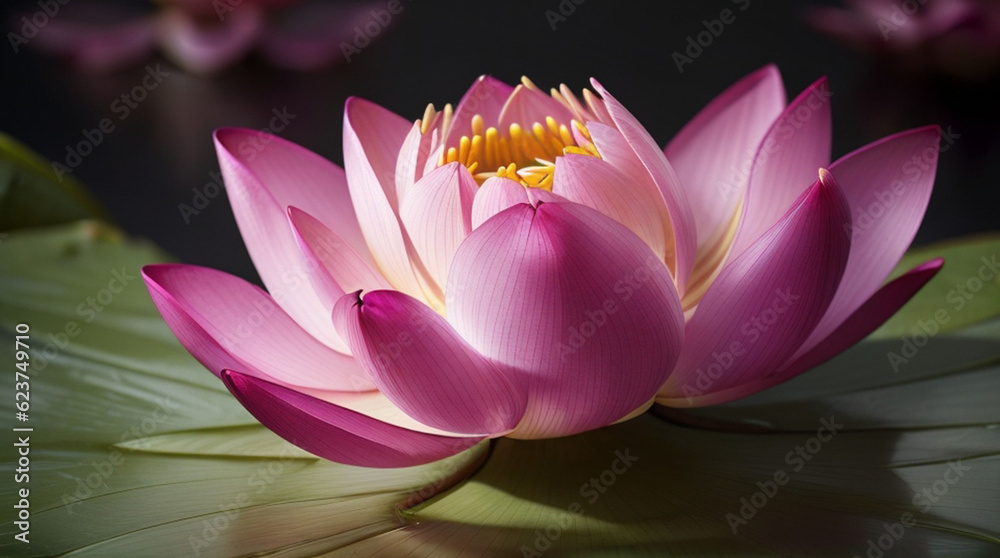 Beautiful pink waterlily or lotus flower in pond Beautiful pink waterlily or lotus flower in pond