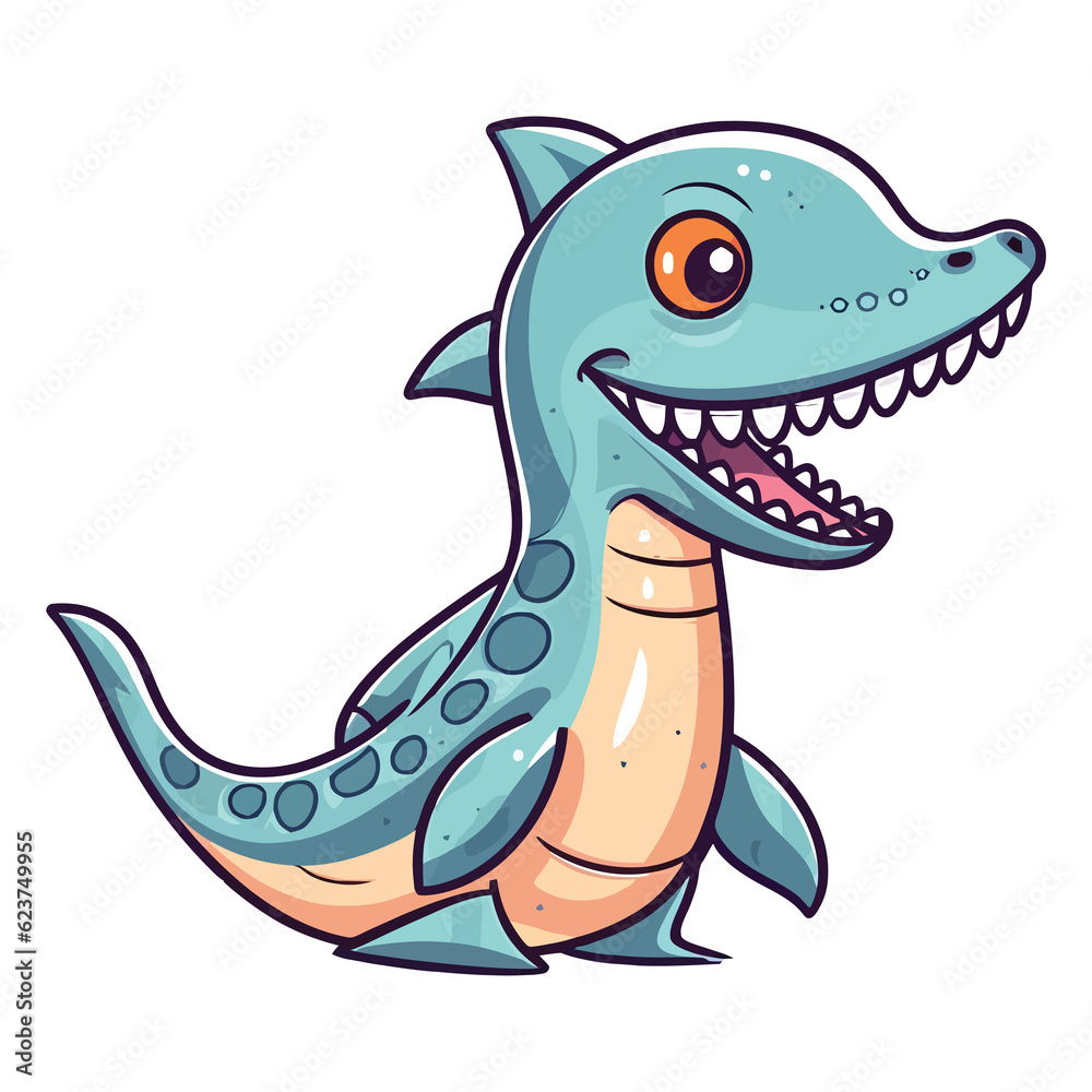Naklejka premium Cute Plesiosaurus Dinosaur Illustration