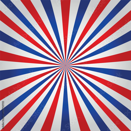 retro background. vector illustration. background with lines in a circle. spiral or hypnosis. America. circus. blue, white and red.