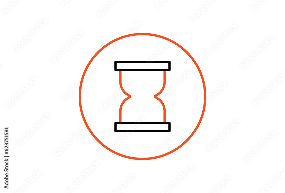 Isolated Black and orange hourglass icon with circle in flat style design. Vector icon. Geometric Illustration Isolated Black and orange hourglass icon with circle in flat style design. Vector icon. Geometric Illustration