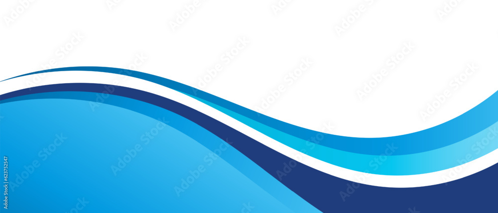 Blue and white business wave banner background - obrazy, fototapety, plakaty 