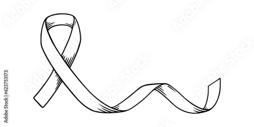 Ribbon for AIDS awareness day. Hope and awareness symbol. Sketch vector illustration isolated in white background