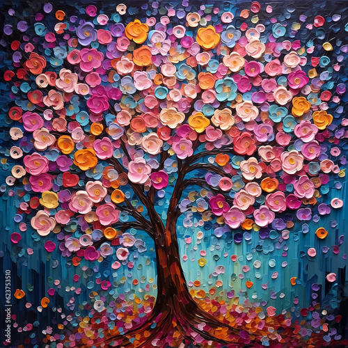 Fototapeta Tree with colorful flowers
